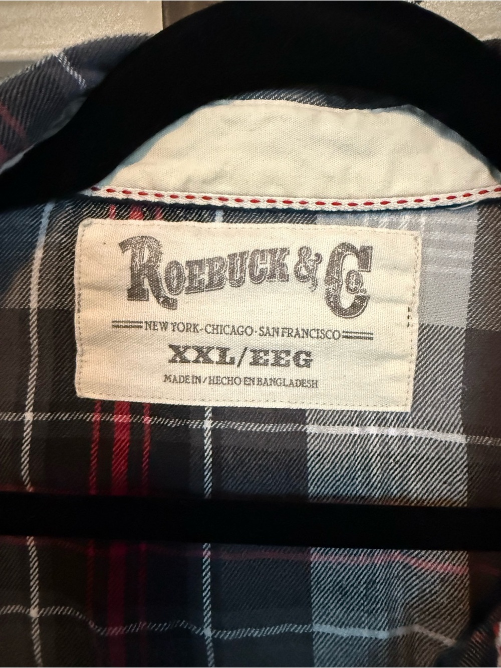 Roebuck & Co XXL Plaid with snaps Shirt - Black, Gray, Red